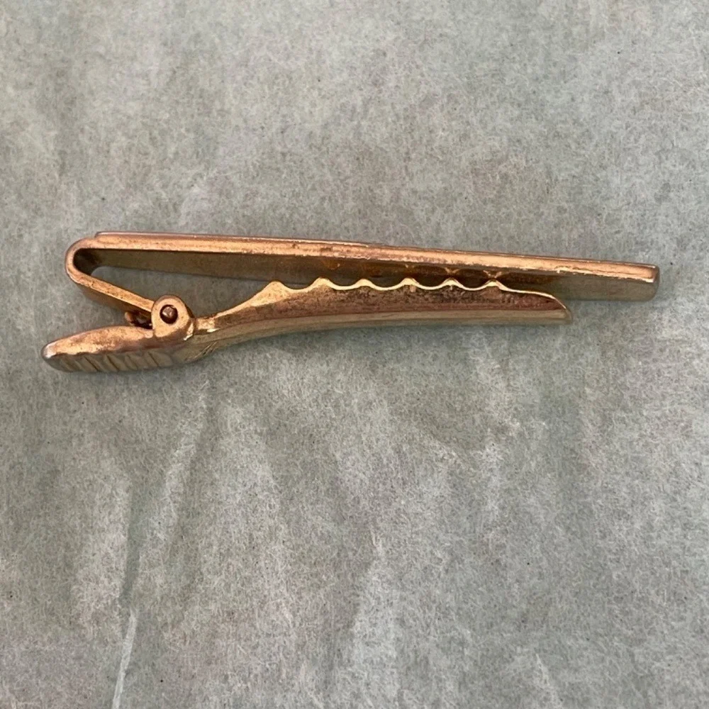 Anson Cufflinks Tie Clip Set Vintage‎ Gold Tone Rhinestone Sunburst Elegant